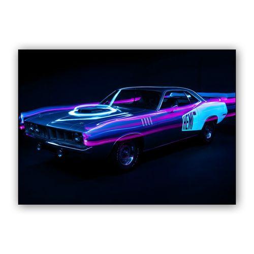 HEMI Neon Pulse: 1971 Plymouth Cuda wall art poster