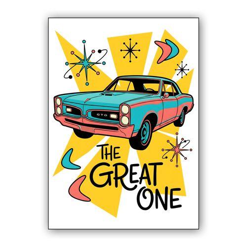 Pontiac GTO The Great One Mid-Century Pop Art wall art poster
