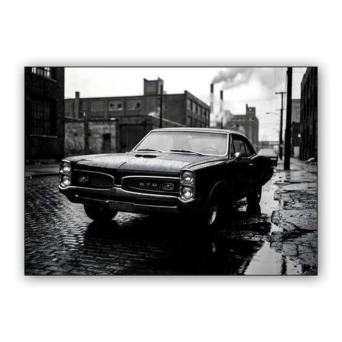 Industrial Legend: 1966 Pontiac GTO in the Rain wall art poster
