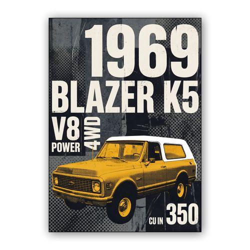 1969 Chevrolet Blazer K5: Vintage V8 Power Graphic wall art poster