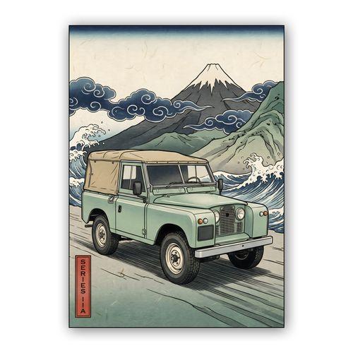 Land Rover Series IIA: Ukiyo-e Wave Rider wall art poster
