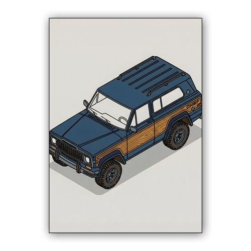 Jeep Cherokee Chief: Isometric Woodie Illustration wall art poster