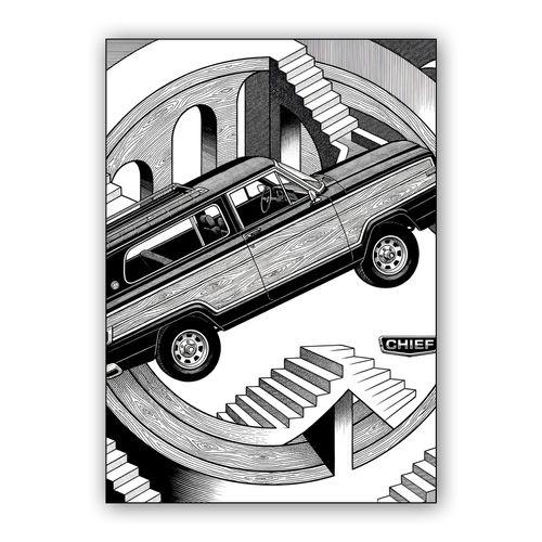 Jeep Cherokee Chief: The Impossible Ascent wall art poster