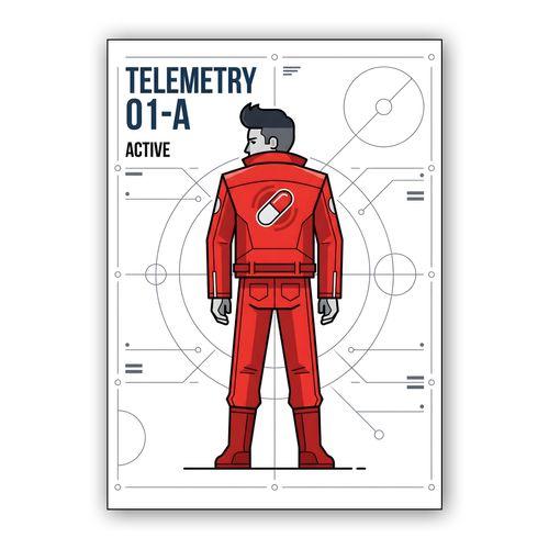 Kaneda Telemetry Data wall art poster