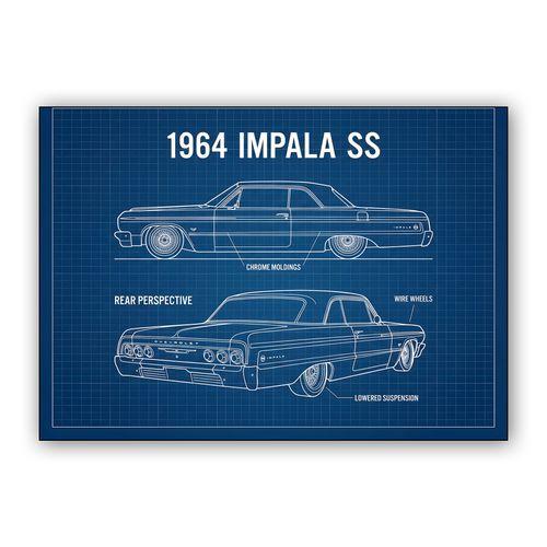 1964 Impala SS Blueprint wall art poster
