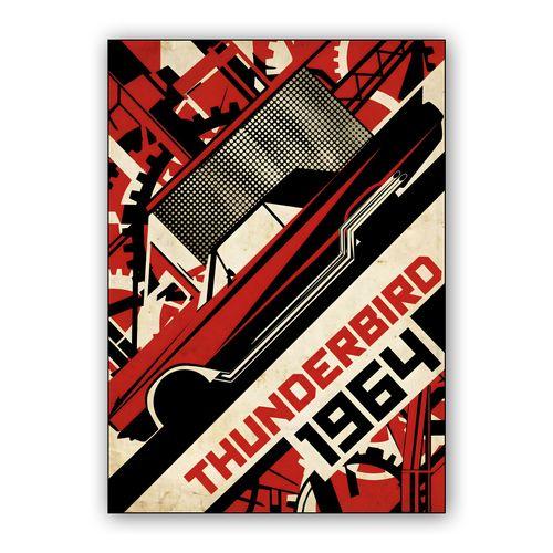 1964 Thunderbird Constructivist Propaganda wall art poster