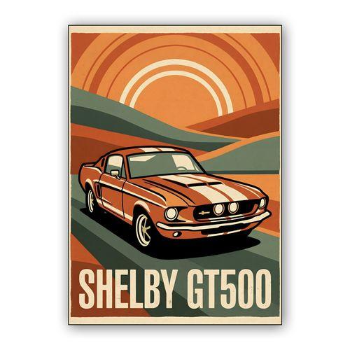 Shelby GT500 Retro Sunset Drive wall art poster
