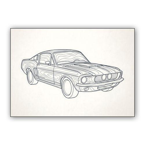 Shelby GT500 Topographic Line Art wall art poster