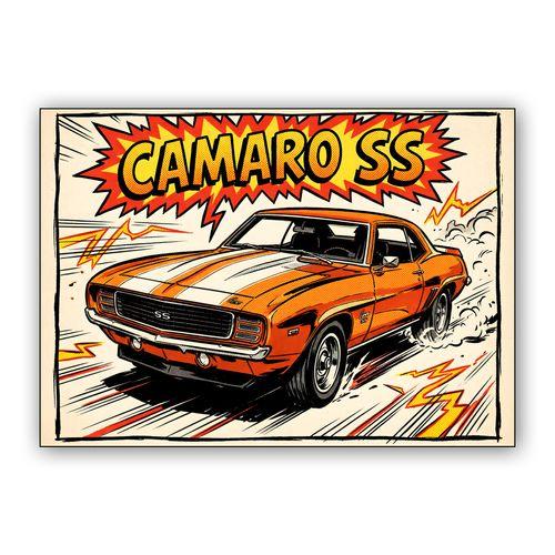 Camaro SS Comic Explosion wall art poster