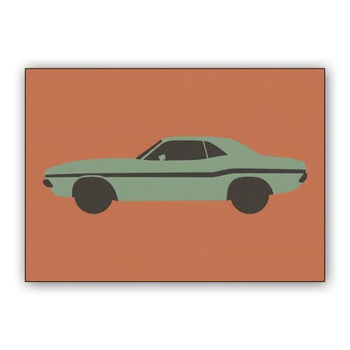 Dodge Challenger Minimalist Sage and Terracotta wall art poster