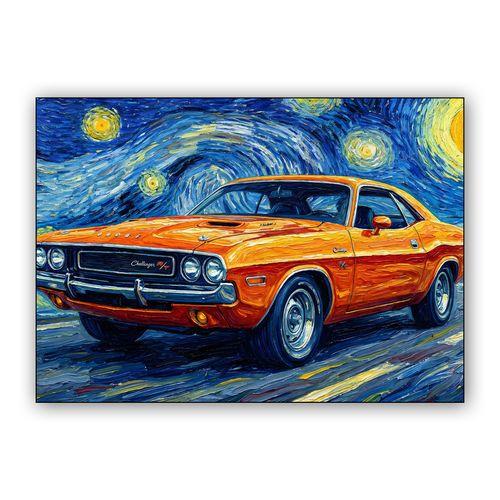 Starry Night Overdrive: Dodge Challenger R/T wall art poster