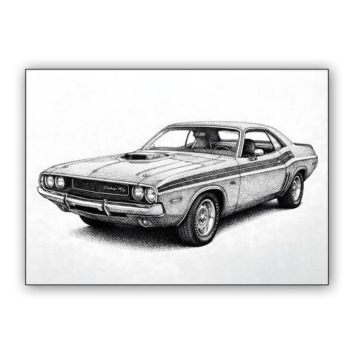 Stippled Muscle: 1970 Dodge Challenger R/T wall art poster