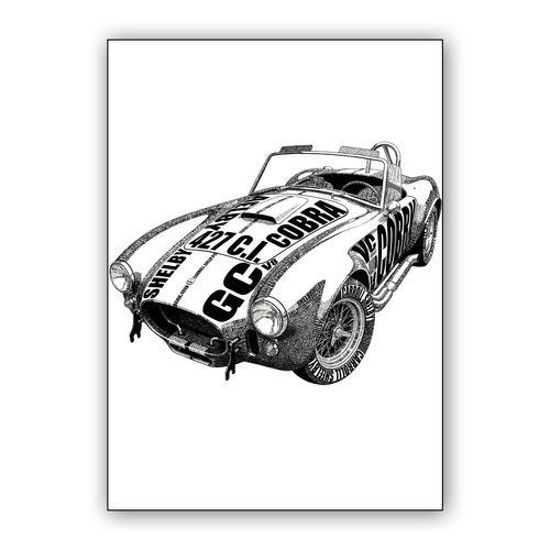 Shelby Cobra 427 Typography Calligram wall art poster