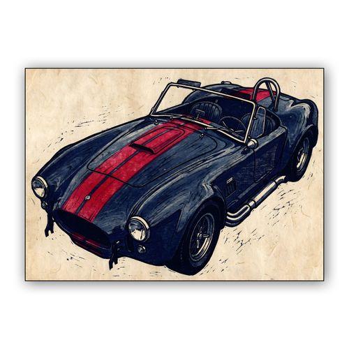 Shelby Cobra 427 Textured Linocut Study wall art poster