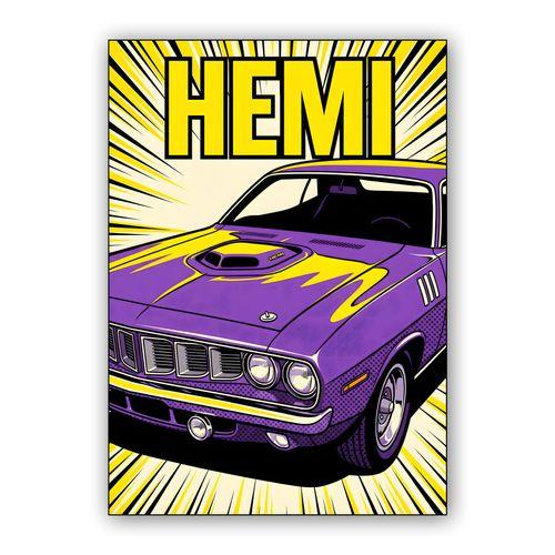 Hemi 'Cuda Comic Action Blast wall art poster