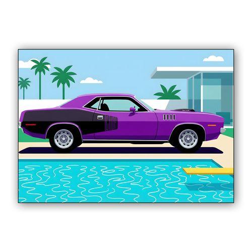 Hemi 'Cuda Palm Springs Poolside wall art poster
