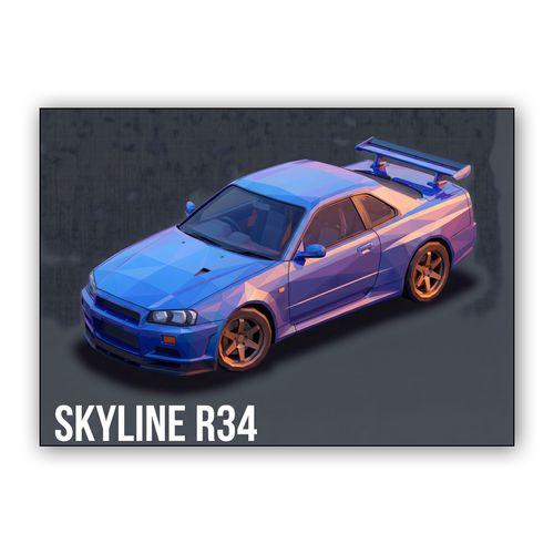 Nissan Skyline GT-R R34: Low Poly JDM Icon wall art poster
