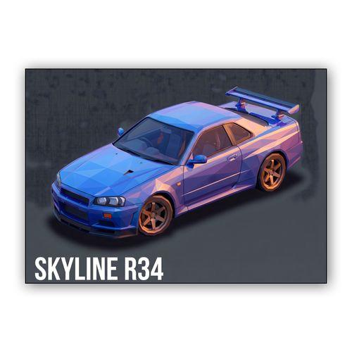 Skyline R34 Low Poly Geometric Edition wall art poster