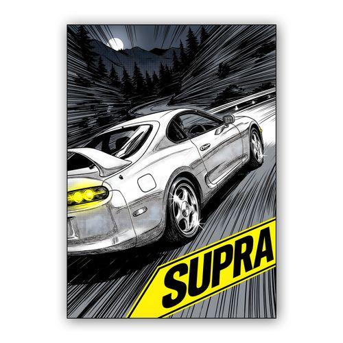 Toyota Supra A80 Manga Night Run wall art poster