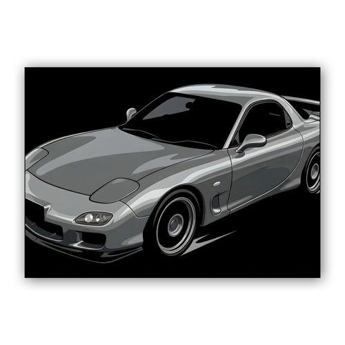 Mazda RX-7 FD Silver Vector Study wall art poster