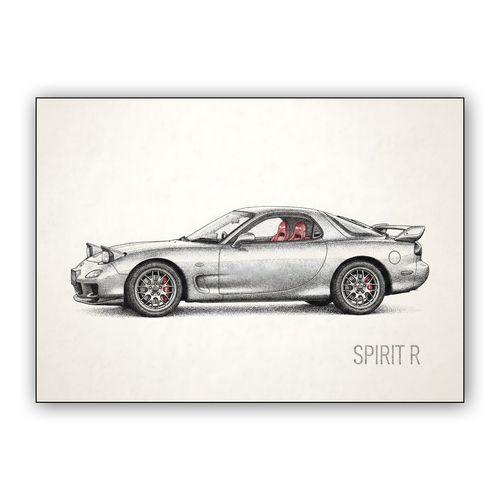 Mazda RX-7 Spirit R Stippling Illustration wall art poster
