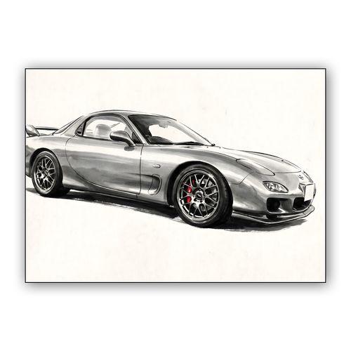 Mazda RX-7 Spirit R Minimalist Illustration wall art poster