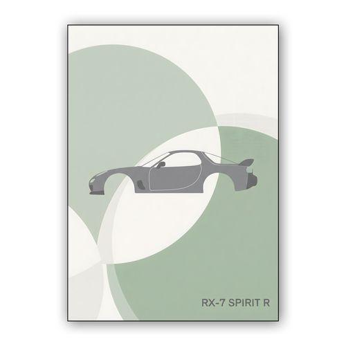 Mazda RX-7 Spirit R Minimalist Sage Geometry wall art poster