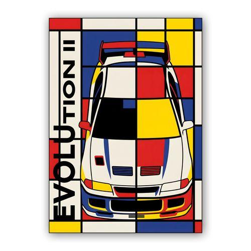 Mitsubishi Evolution II De Stijl Composition wall art poster