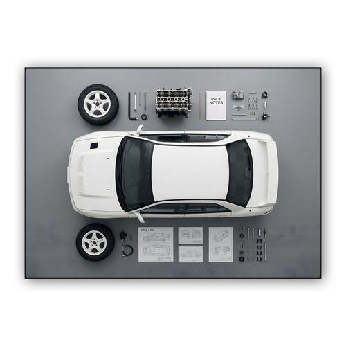 Mitsubishi Lancer Evolution II RS Knolling Component Study wall art poster