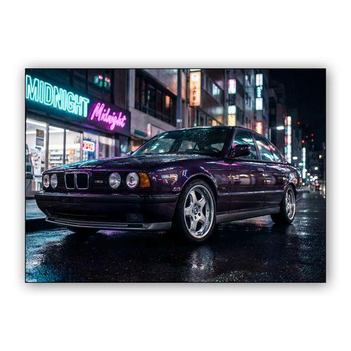 BMW E34 M5: Midnight Tokyo Neon wall art poster