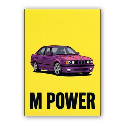 BMW E34 M5: M Power Pop Art Yellow wall art poster