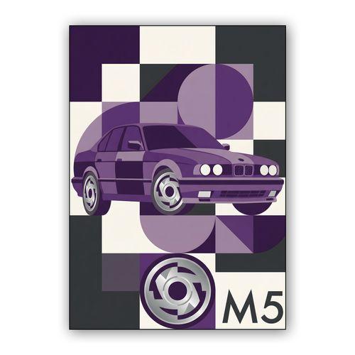 BMW E34 M5 Geometric Techno Violet Edition wall art poster