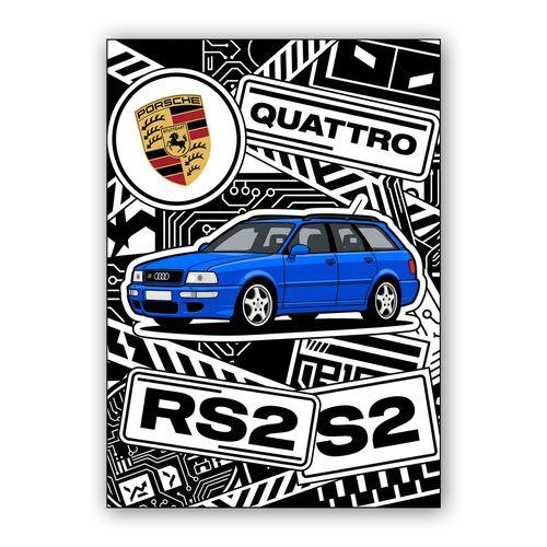 Audi RS2 Avant: Nogaro Blue Sticker Bomb Edition wall art poster