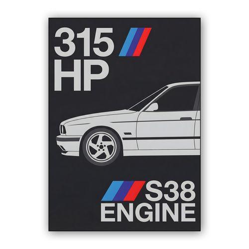 BMW M5 E34: S38 Engine Performance Art wall art poster