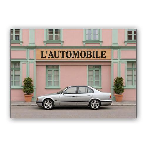 L'Automobile: BMW M5 E34 in Pastel wall art poster