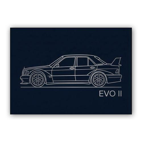 Mercedes 190E Evolution II: Minimalist Line Art wall art poster