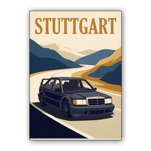 Mercedes 190E Evolution II: Stuttgart Mountain Pass wall art poster