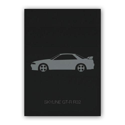 Nissan Skyline GT-R R32: Minimalist Silhouette wall art poster