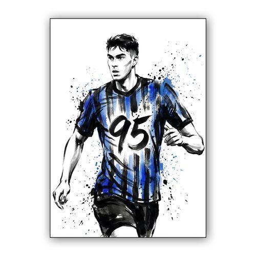 Alessandro Bastoni Inter Milan Ink Illustration wall art poster