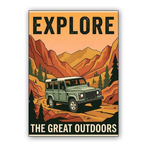 Land Rover Defender 110 - Explore The Great Outdoors Vintage Poster wall art poster