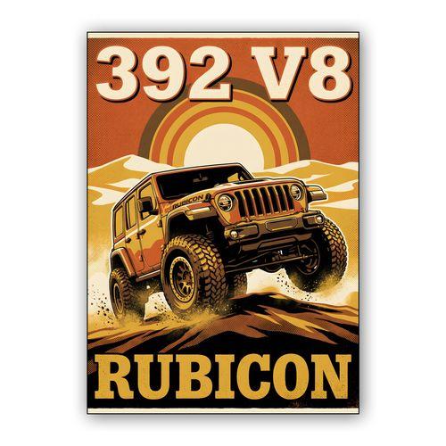 Jeep Wrangler Rubicon 392 V8 Retro Desert Poster wall art poster