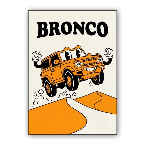 Ford Bronco: Rubber Hose Desert Jump wall art poster