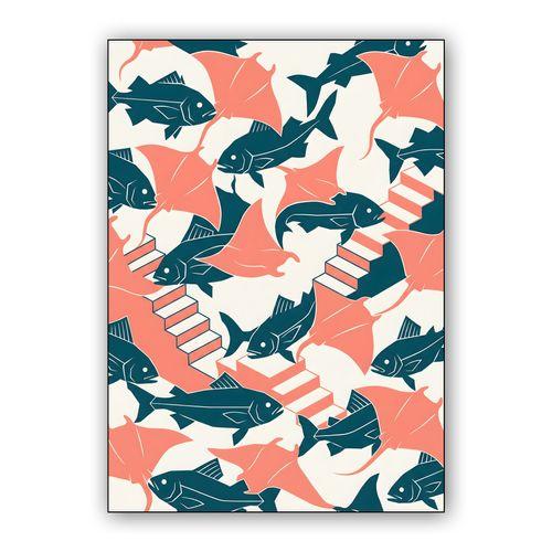 Escher's Oceanic Ascent wall art poster