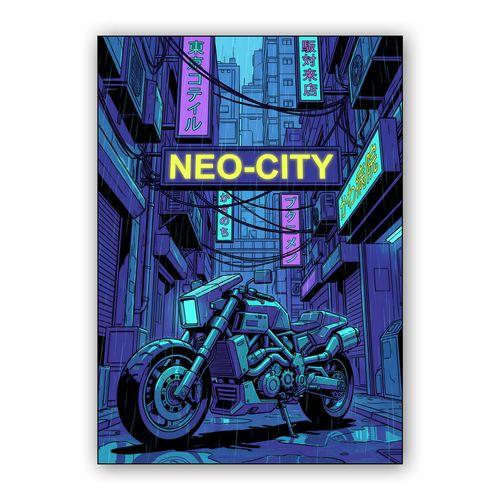 Neon Guardian of Neo-City wall art poster