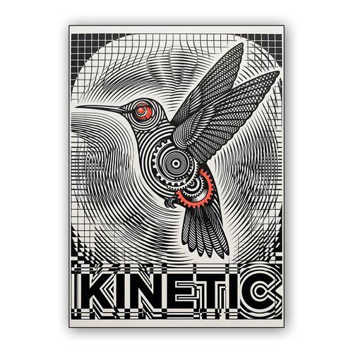 Kinetic Flight: The Mechanical Hummingbird wall art poster