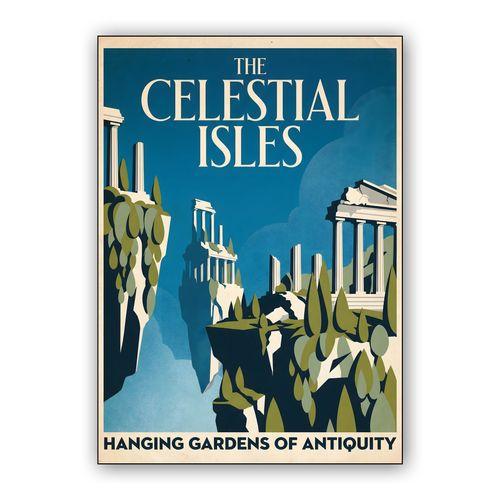 The Celestial Isles: Hanging Gardens of Antiquity wall art poster