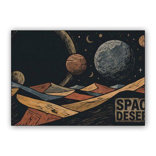 Space Desert: A Woodcut Journey to the Stars wall art poster