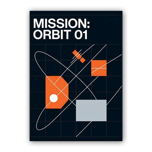 Mission Orbit 01: A Constructivist Space Design wall art poster
