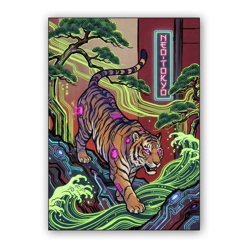 Cybernetic Prowl in Neo Tokyo wall art poster