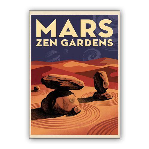 Mars Zen Gardens Retro Poster wall art poster